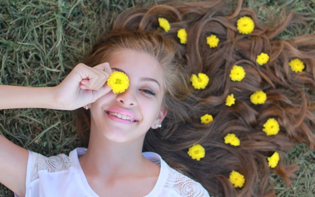 woman with flowers in her hair